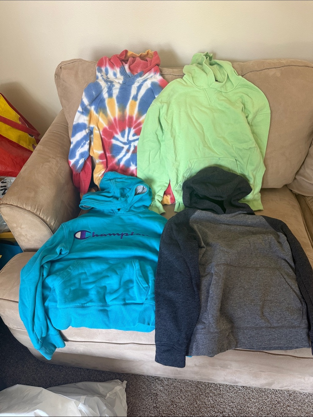 GUC Lot of 4 Pullover Hoodies - Tie-Dye, Lime, Teal, Gray